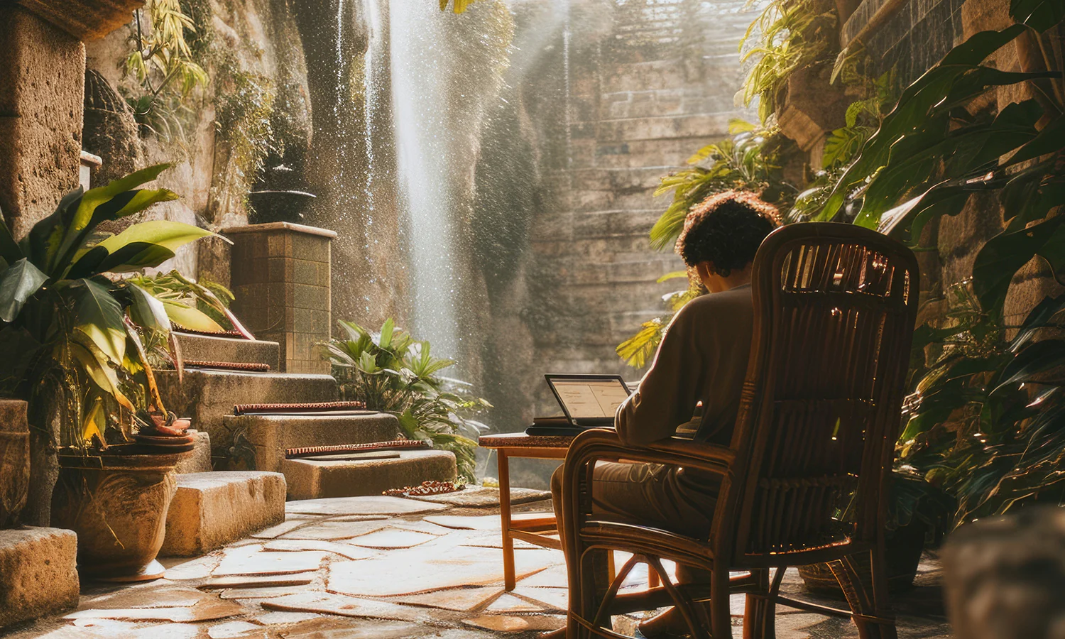 Profissionais trabalhando no modelo híbrido entre empresa e home office.